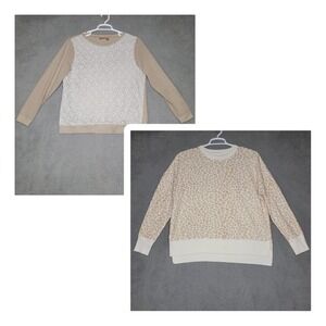 Northcrest Sweater Lot Womens XL Animal Print Lace Top Lounge Lace‎ normcore